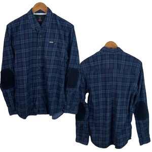 BF1178 Mens I Jeans Buffalo Corduroy Plaid Elbow Patches Button Down Shirt M
